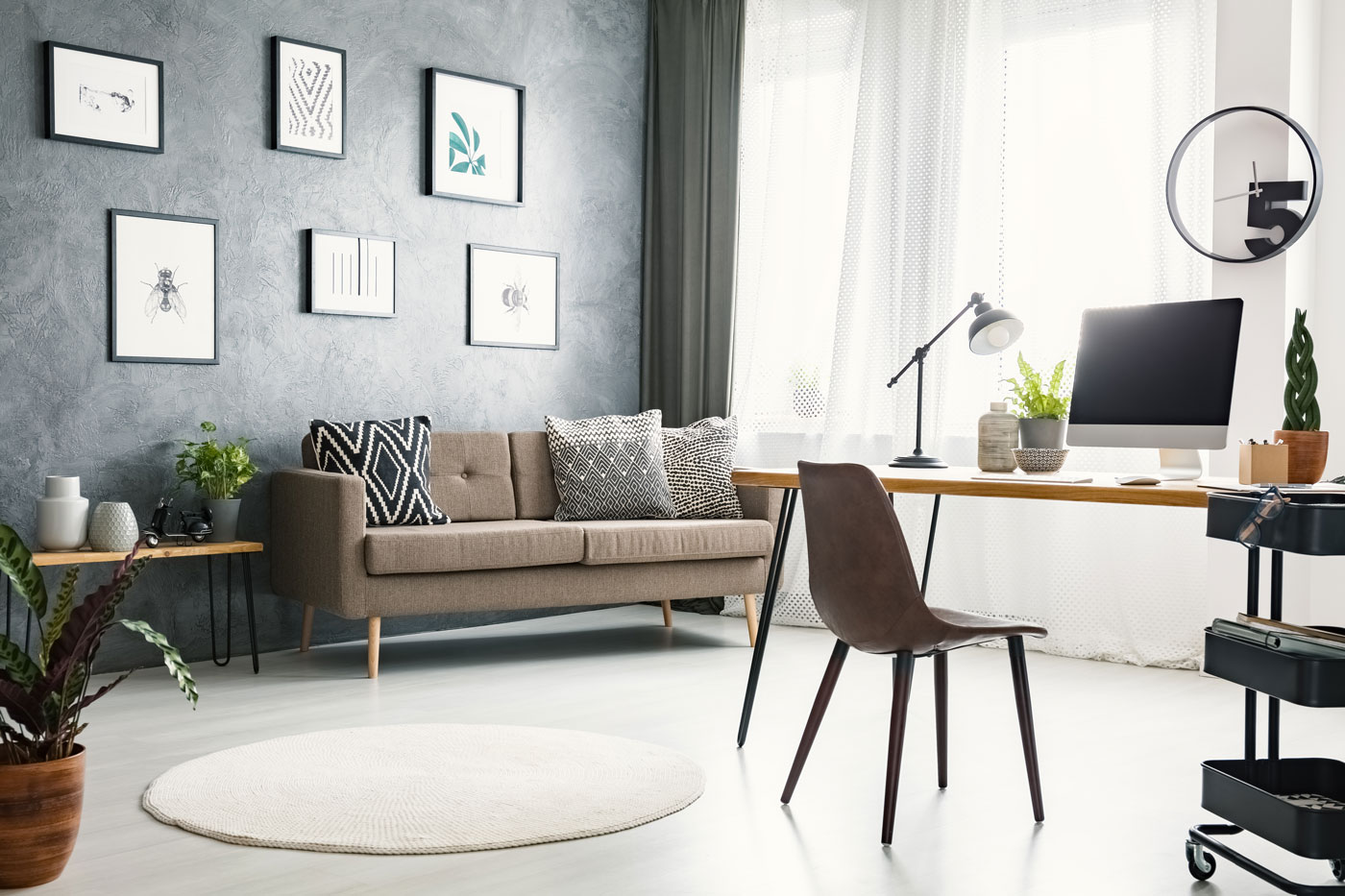 Home, style, lighting, personalizing your space, plants, cozy office, furniture
